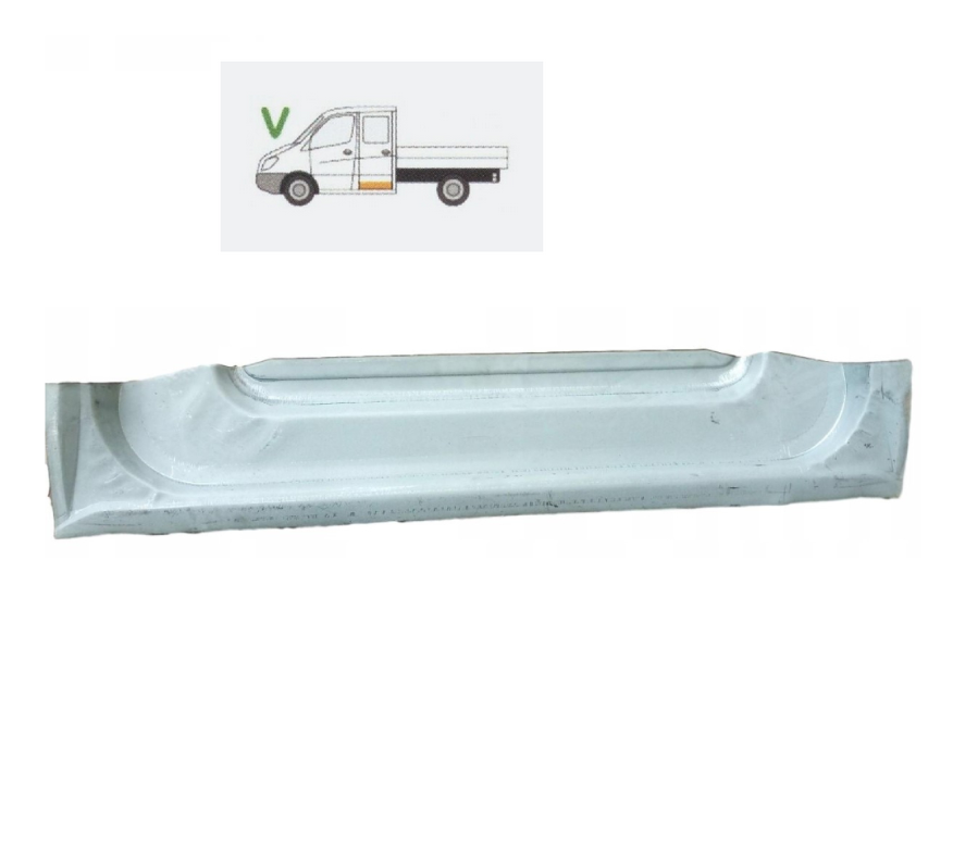 Panou reparatie usa MERCEDES SPRINTER 209-524 (906), 07.2006-10.2013, VW CRAFTER (2E), 12.2005-2017, partea stanga=dreapta, metal galvanizat; usa spate; cu canelura; cabina dubla,