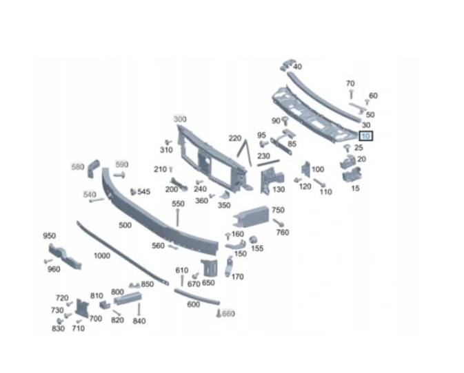 Trager, panou central fata MERCEDES Clasa C (W205), 01.2014-, plastic,