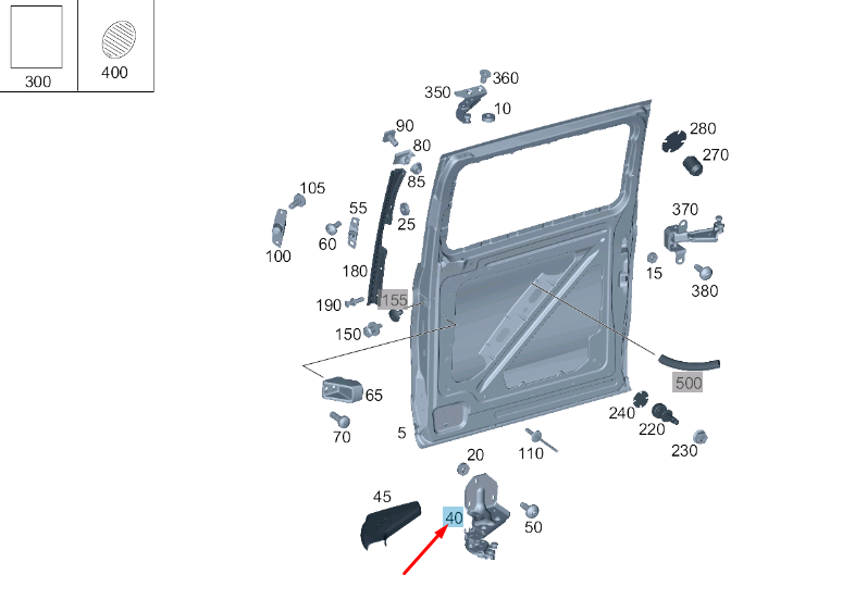 Rola usa culisanta MERCEDES Clasa V/VITO (W447), 04.2014-10.2023, rola inferioara cu suport,