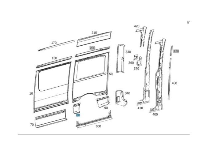 Segment reparatie aripa spate MERCEDES SPRINTER, 02.2018-, partea dreapta, KLOKKERHOLM, metal galvanizat; cu gauri ornament; in fata rotii; Lungime 1090 mm; ampatament 4325 mm,