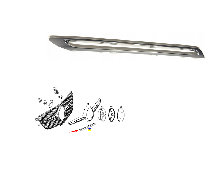 Ornament grila fata MERCEDES Clasa GLE (W166), 08.2015-03.2020, partea dreapta, crom; inferior,