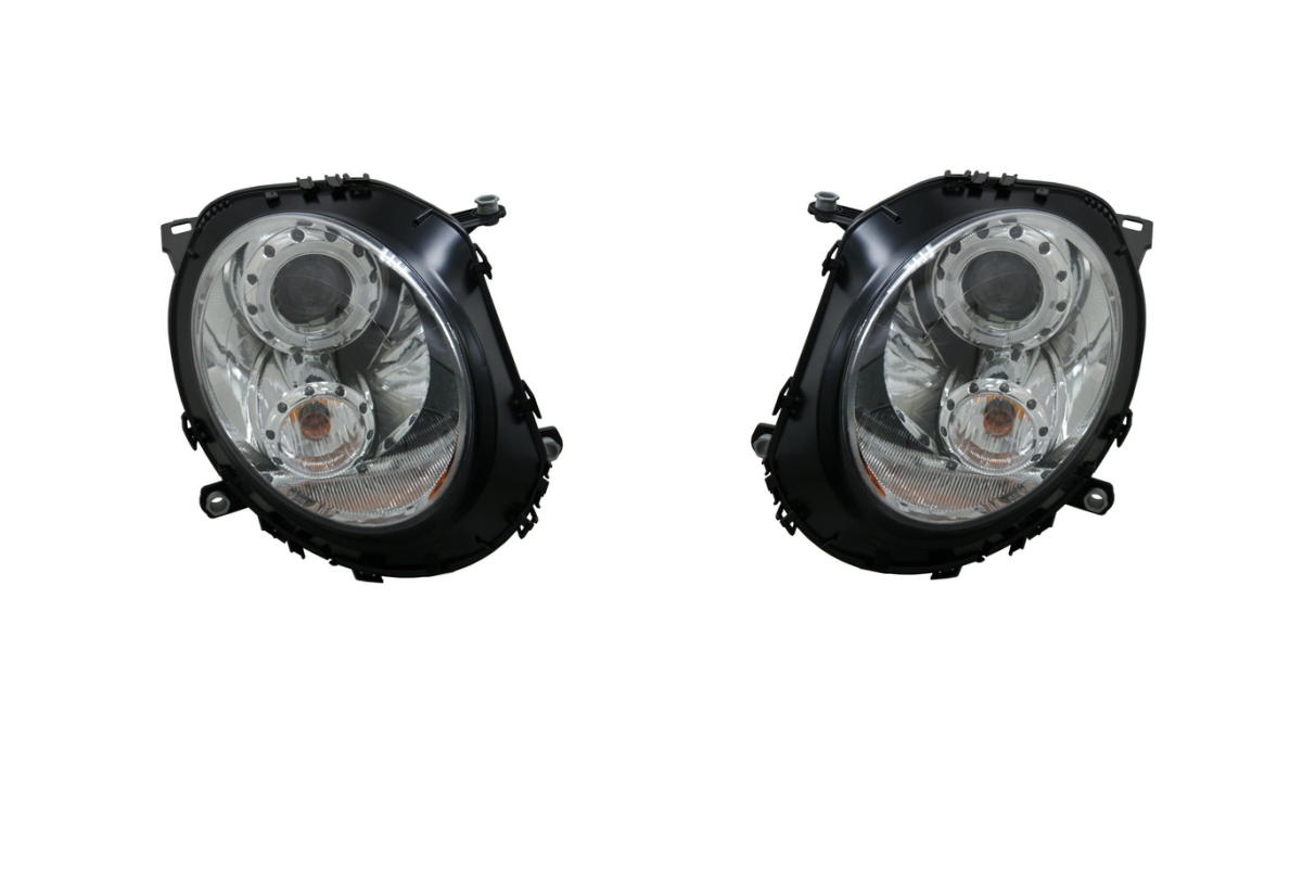 Set faruri tuning MINI ONE/COOPER/CLUBMAN/CLUBVAN/COUPE/ROADSTER/CABRIO (R55/56/57/58/59), 07.2007-2012, cu LED daytime running light; H9; electrical; crom, transparent; TUNING; SAE; halogen,