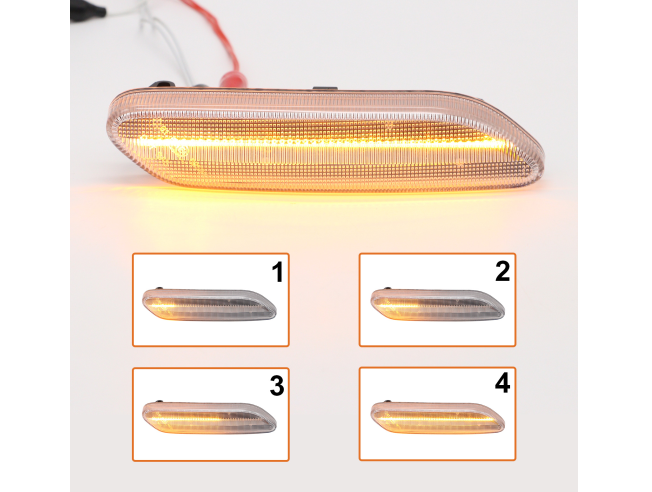 Set lampa semnalizare laterala MINI COUNTRYMAN (R60), 2012-04.2017; PACEMAN (R61), 03.2013-2017, dynamic indicator; LED; transparent; TUNING,
