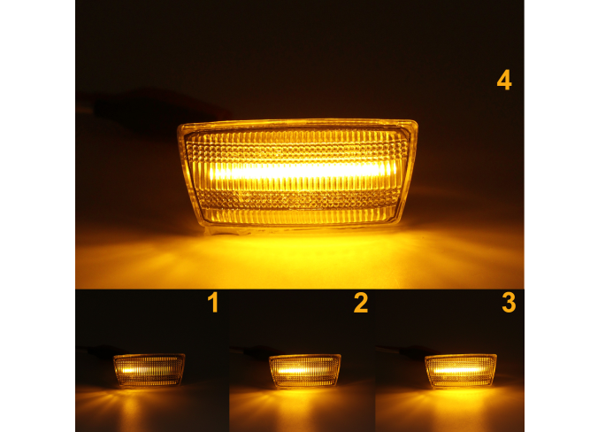 Set lampa semnalizare laterala CHEVROLET Cruze (J300), Orlando (J309); OPEL Adam, Astra H/J, Corsa E, Insignia (G09), Meriva B, Zafira, dynamic indicator; LED; transparent; TUNING,