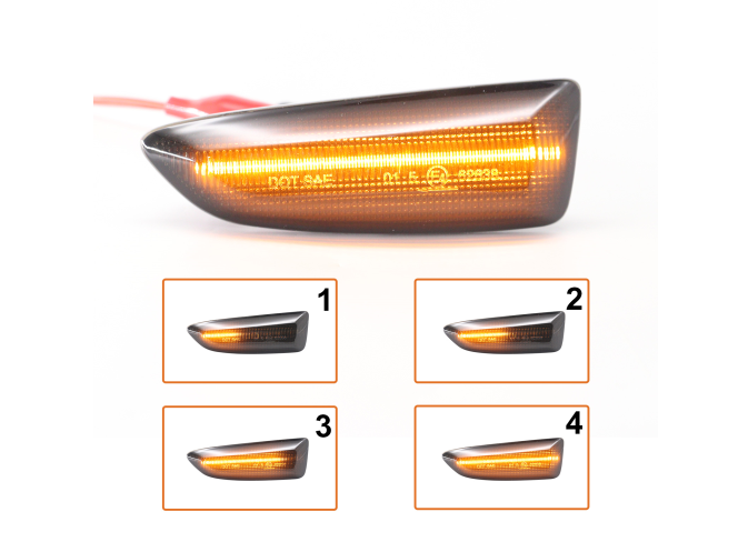 Set lampa semnalizare laterala OPEL ASTRA J, 09.2009-2018; ASTRA K, 10.2015-02.2022; CROSSLAND X, 03.2017-01.2021; CROSSLAND, 01.2021-; GRANDLAND X, 06.2017-08.2021; INSIGNIA, 03.2017-2022; ZAFIRA TOURER, 01.2012-, dynamic indicator; LED; fumuriu