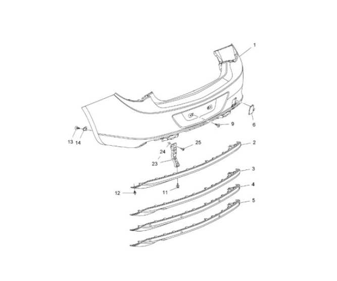 Spoiler bara spate OPEL ASTRA J, 2012-2018, cu/ fara gauri senzori parcare, Sedan,