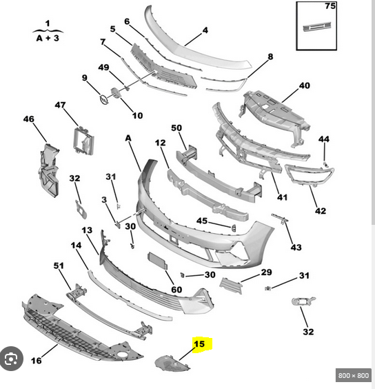 Ornament spoiler bara fata OPEL ASTRA L, 11.2021-, partea dreapta,