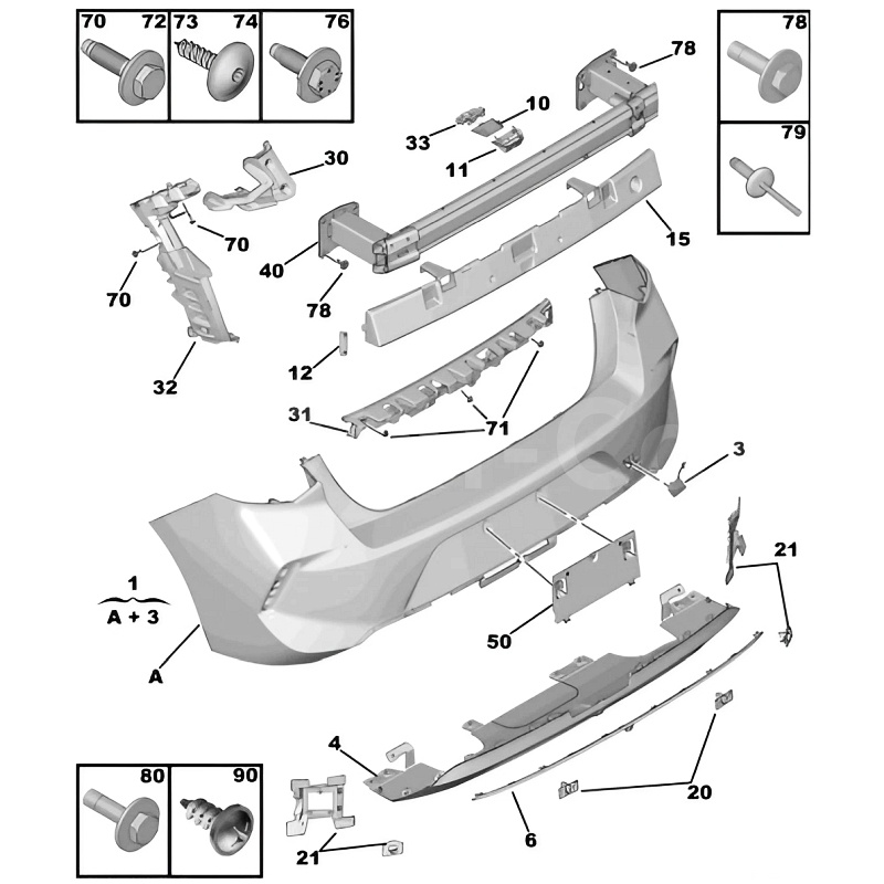 Traversa suport bara de protectie spate OPEL ASTRA L, 11.2021-, plastic,