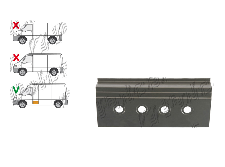 Intaritura perete lateral CITROEN JUMPER (230), 06.1994-12.2001; FIAT DUCATO (230), 03.1994-04.2002; PEUGEOT BOXER (230), 06.1994-04.2002, partea stanga=dreapta, scurt; metal galvanizat,