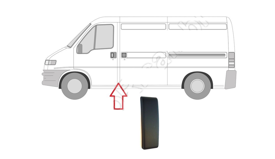 Bandou stalp CITROEN Jumper (244), FIAT Ducato (244), PEUGEOT Boxer (244) , stanga=dreapta, gri inchis; lungime 165, inaltime 55 mm; ampatamentversiune scurta, ampatament mediu, cu ampatament, versiune scurta, ampatament mediu,