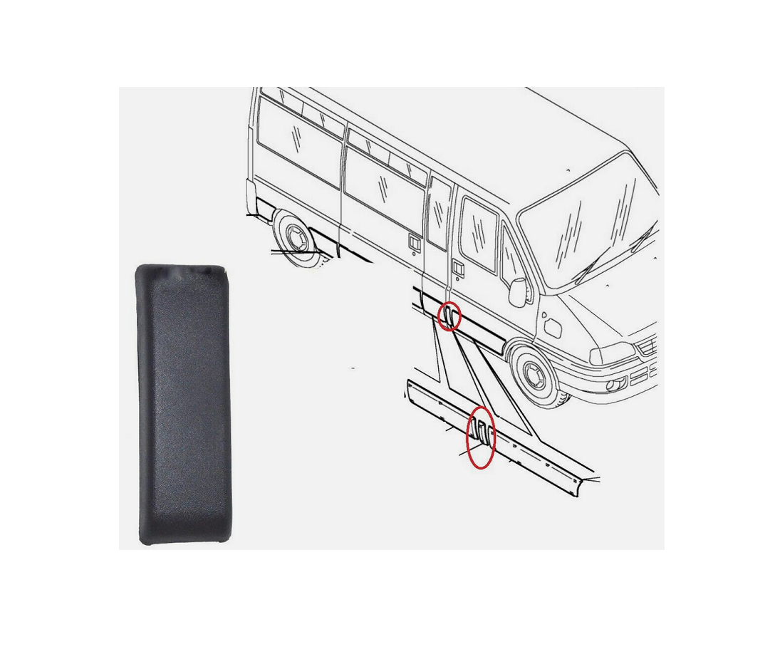 Bandou stalp CITROEN JUMPER (244), 01.2002-08.2006. FIAT DUCATO (244), 04.2002-09.2006, PEUGEOT BOXER (244), 04.2002-08.2006, stanga=dreapta, negru; lungime 165, inaltime 55 mm;, versiune scurta, ampatament mediu,