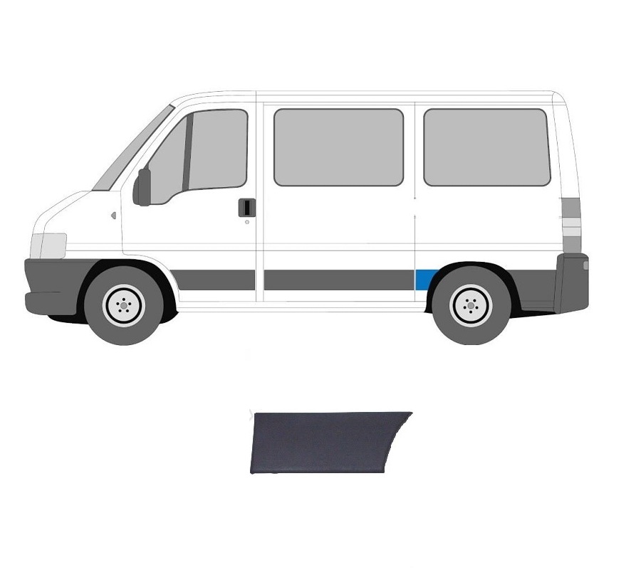 Bandou aripa spate CITROEN JUMPER (244), 01.2002-08.2006; FIAT DUCATO (244), 04.2002-09.2006; PEUGEOT BOXER (244), 04.2002-08.2006, partea stanga, gri inchis; in fata rotii; lungime 320, inaltime 165 mm; cu ampatament, lung, ampatament mediu,