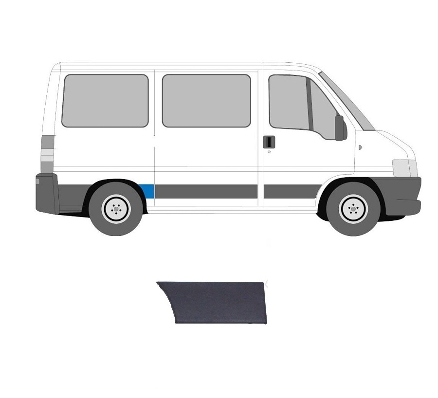 Bandou aripa spate CITROEN JUMPER (244), 01.2002-08.2006; FIAT DUCATO (244), 04.2002-09.2006; PEUGEOT BOXER (244), 04.2002-08.2006, partea dreapta, gri inchis; in fata rotii; lungime 320, inaltime 165 mm; cu ampatament, lung, ampatament mediu,