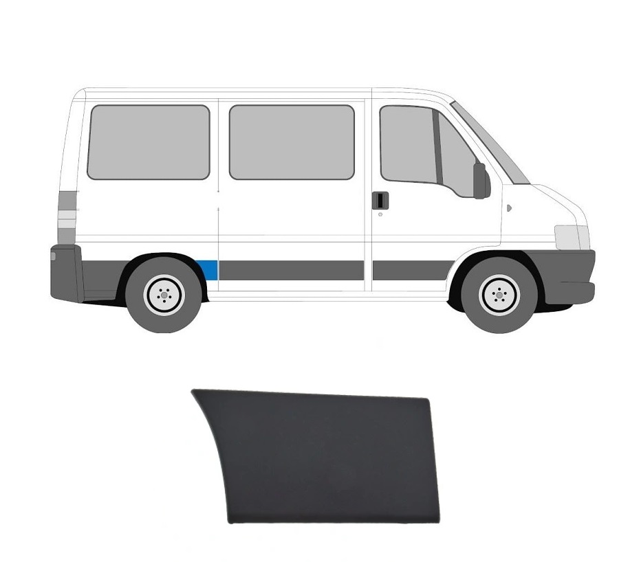 Bandou aripa spate CITROEN JUMPER (244), 01.2002-08.2006; FIAT DUCATO (244), 04.2002-09.2006; PEUGEOT BOXER (244), 04.2002-08.2006, partea dreapta, negru; in fata rotii; lungime 320, inaltime 165 mm; cu ampatament, lung, ampatament mediu,