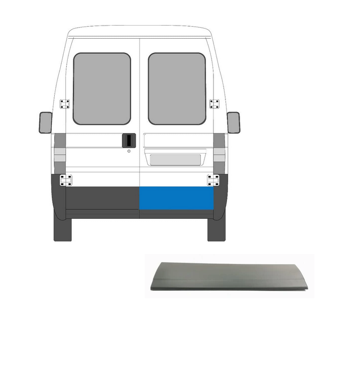 Bandou usa CITROEN JUMPER (244), 01.2002-08.2006; FIAT DUCATO (244), 04.2002-09.2006; PEUGEOT BOXER (244), 04.2002-08.2006, partea dreapta, gri inchis; usa spate; lungime 800, inaltime 220 mm,