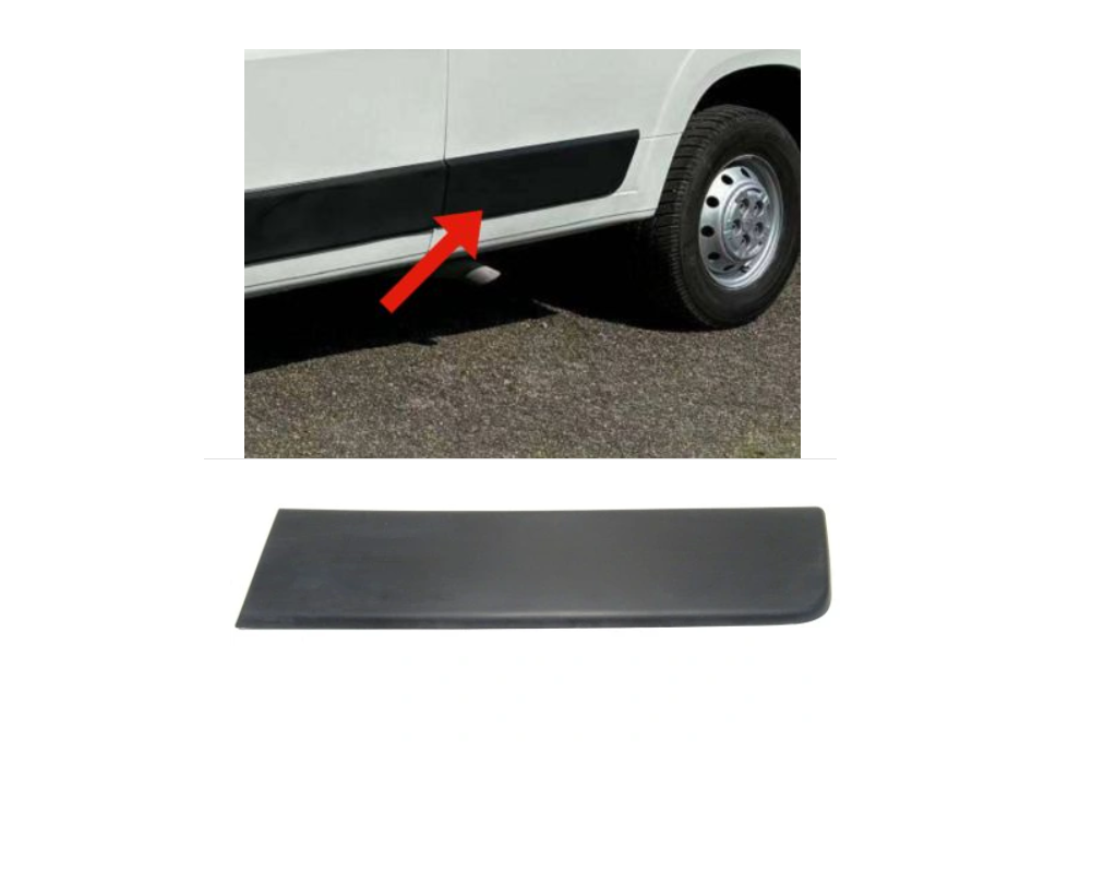 Bandou aripa spate CITROEN JUMPER (250), 09.2006-08.2014; FIAT DUCATO (250), 09.2006-08.2014; PEUGEOT BOXER (250), 09.2006-08.2014, partea stanga, gri inchis; in fata rotii; lungime 810, inaltime 190 mm,