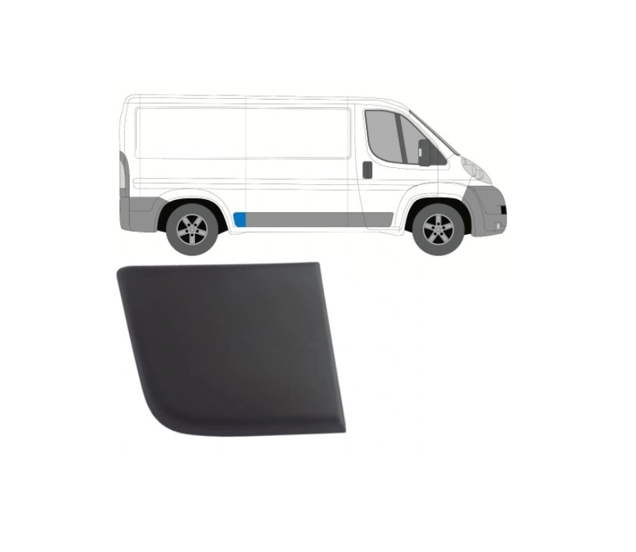 Bandou aripa spate CITROEN JUMPER (250), 09.2006-08.2014; JUMPER, 06.2014-; FIAT DUCATO (250), 09.2006-08.2014; DUCATO, 06.2014-; PEUGEOT BOXER (250), 09.2006-08.2014, BOXER, 06.2014, partea dreapta, negru; in fata rotii,