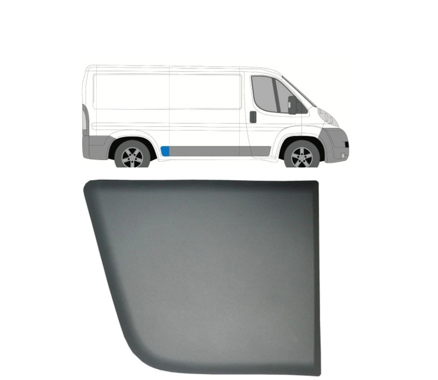 Bandou aripa spate CITROEN JUMPER (250), 09.2006-08.2014; JUMPER, 06.2014-; FIAT DUCATO (250), 09.2006-08.2014; DUCATO, 06.2014-; PEUGEOT BOXER (250), 09.2006-08.2014, BOXER, 06.2014, partea dreapta, gri inchis; in fata rotii,