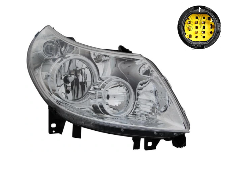 Far CITROEN JUMPER (250), 09.2006-12.2010; FIAT DUCATO (250), 09.2006-12.2010; PEUGEOT BOXER (250), 09.2006-12.2010, partea dreapta, AYFAR, mufa cu 8 pini; mufa tip vechi; H1+H7+W5W; electrical; cu motor; halogen,
