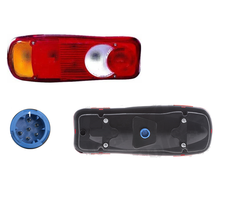 Lampa spate CITROEN Jumper, DAF CF/LF, FIAT Ducato, Mitsubishi Canter, Opel Movano, Peugeot Boxer, VW Transporter T5/T6, Volvo FE/FL stanga, fara lampa numar; element reflectorizant; Latime: 349 mm; inaltime: 130 mm; Adancime: 115 mm; P21W+R10W