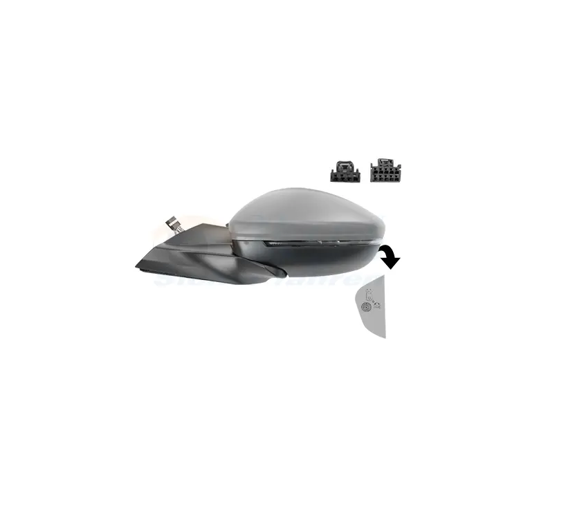 Oglinda usa exterioara OPEL CORSA/-e F, 06.2019-12.2023; PEUGEOT 208, 06.2019-, partea stanga, View Max, reglare electrica; grunduit; cu incalzire; sticla convexa; sticla crom; 10 gauri / 6 pini; cu LED indicator,