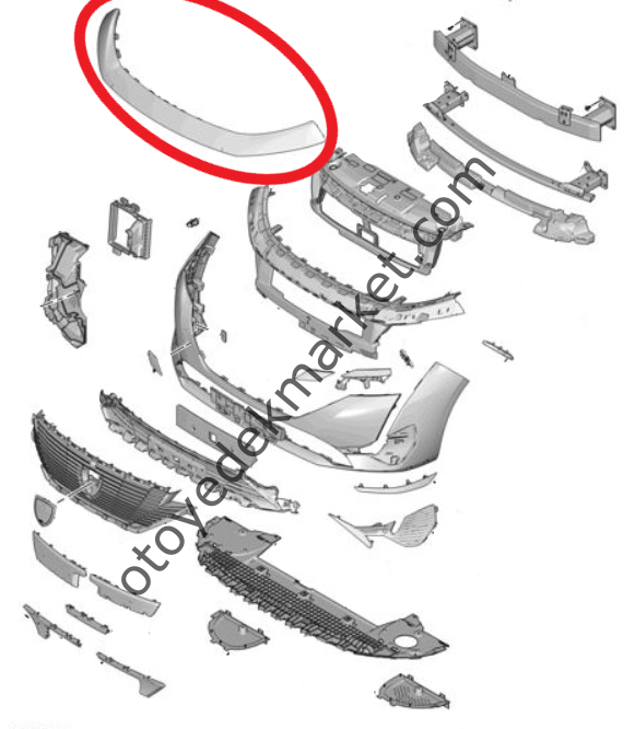 Capac grila fata PEUGEOT 308, 03.2021-, carenaj frontal, superior section; superior,