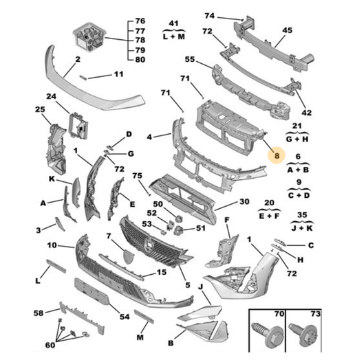 Ornament superior Trager, panou central fata PEUGEOT 408, 06.2022-, plastic,