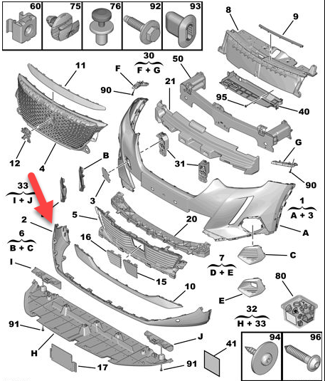 Spoiler bara fata PEUGEOT 2008/e-2008, 11.2019-01.2024, cu gauri pentru overlay,