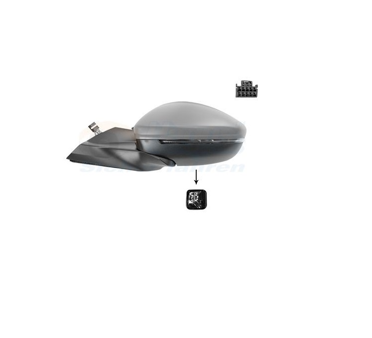 Oglinda usa exterioara PEUGEOT 2008/e-2008, 11.2019-01.2024, partea stanga, View Max, reglare electrica; grunduit; cu incalzire; sticla convexa; sticla crom; pliabila electric; 10 gauri / 10 pini; cu LED indicator,