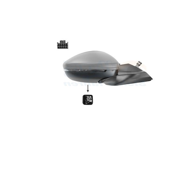 Oglinda usa exterioara PEUGEOT 2008/e-2008, 11.2019-01.2024, partea dreapta, View Max, reglare electrica; grunduit; cu incalzire; sticla convexa; sticla crom; senzor de temperatura; pliabila electric; 10 gauri / 10 pini; cu LED indicator,