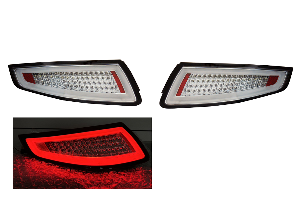 Set stopuri, lampa spate PORSCHE 911 (997), 09.2004-06.2008, partea stanga, dynamic indicator; LED; alb, crom, transparent; TUNING,