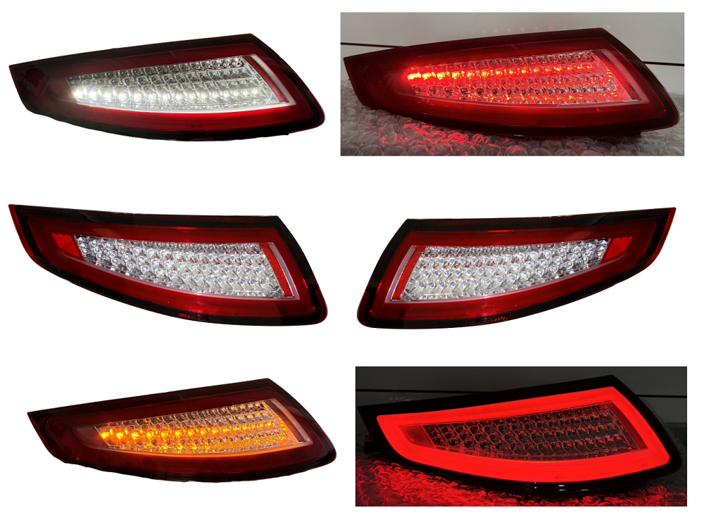 Set stopuri, lampa spate PORSCHE 911 (997), 09.2004-06.2008, partea stanga, dynamic indicator; LED; crom, rosu, transparent; TUNING,