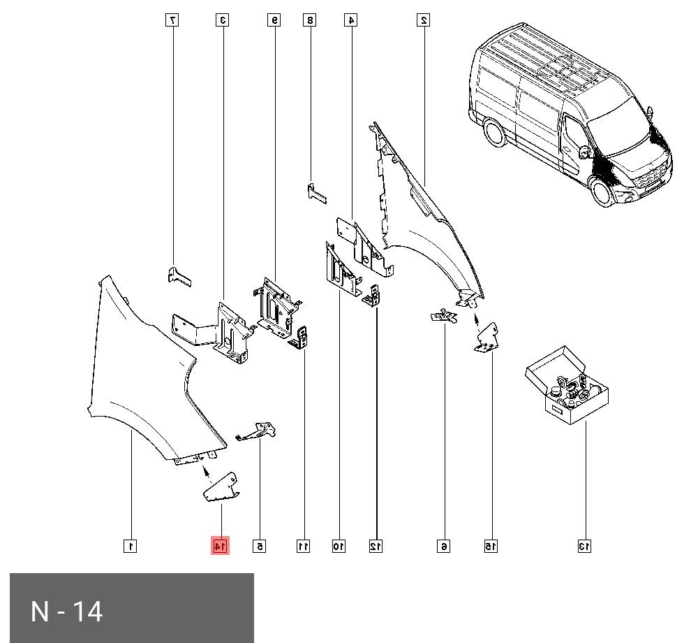 Suport fixare far RENAULT MASTER (ph3), 05.2019-, partea dreapta, aripa fata,
