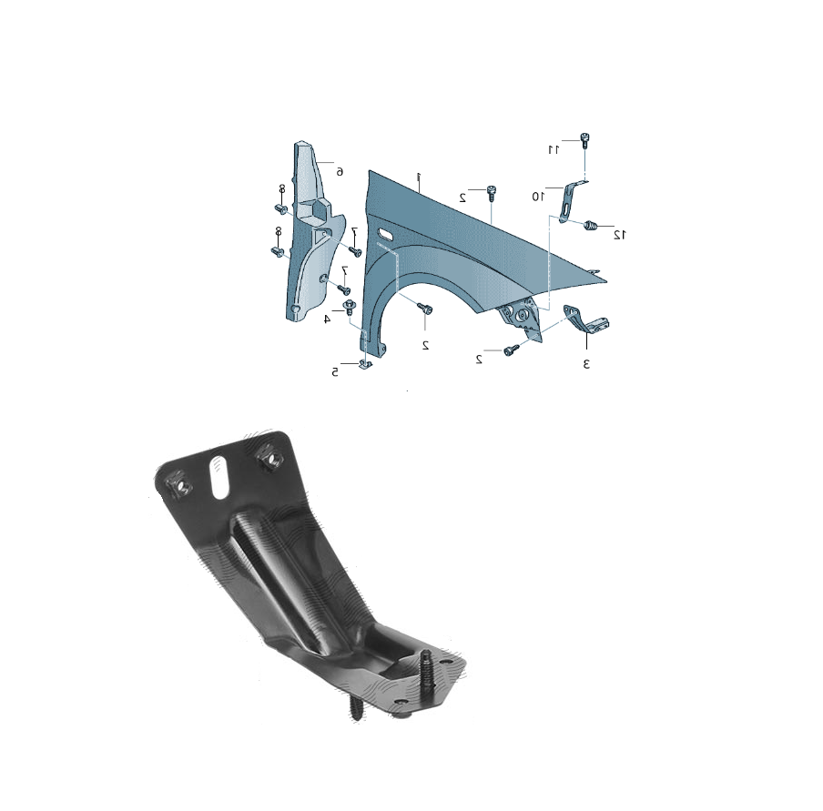 Suport aripa fata SEAT ALTEA (5P1/5P5), 03.2004-05.2015; TOLEDO (5P2), 10.2004-09.2009, partea dreapta, original,