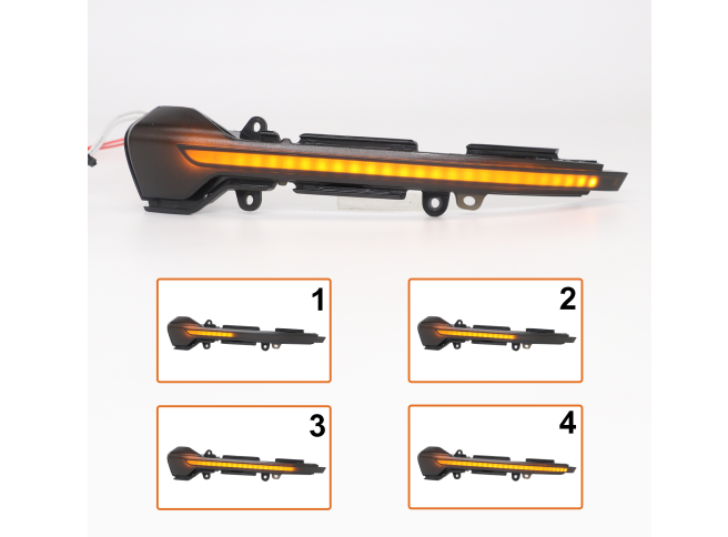 Set 2 buc. lampa semnalizare oglinda fata SEAT ARONA, 09.2017-; IBIZA, 10.2017-; LEON (5F), 11.2012-12.20, partea stanga, dynamic indicator; LED; fumuriu; TUNING,