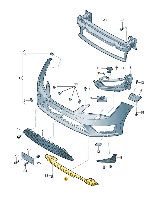 Spoiler bara fata SEAT LEON (5F), 11.2012-12.2020; LEON (KL), 03.2020-, inferior,