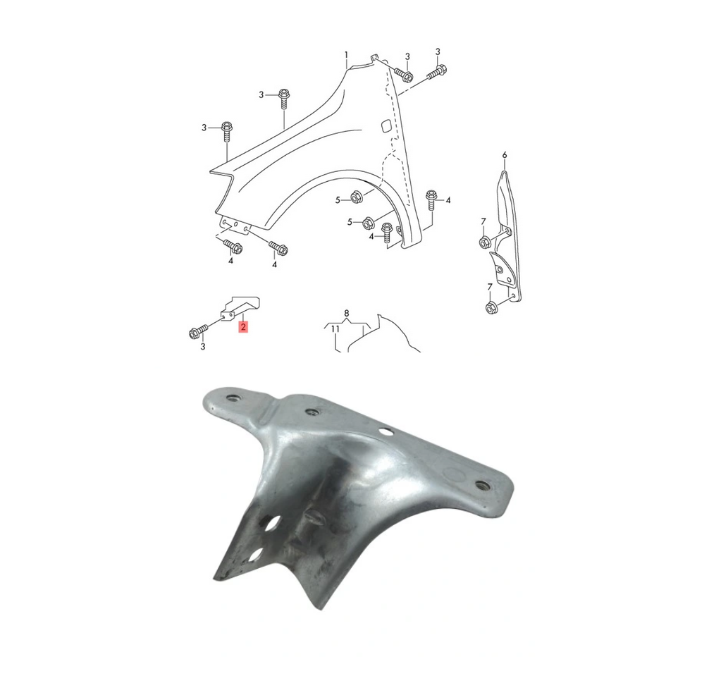 Suport aripa fata SKODA FABIA (5J), 03.2007-2015; ROOMSTER/PRAKTIK (5J), 07.2006-2015, partea stanga, original, exterior,
