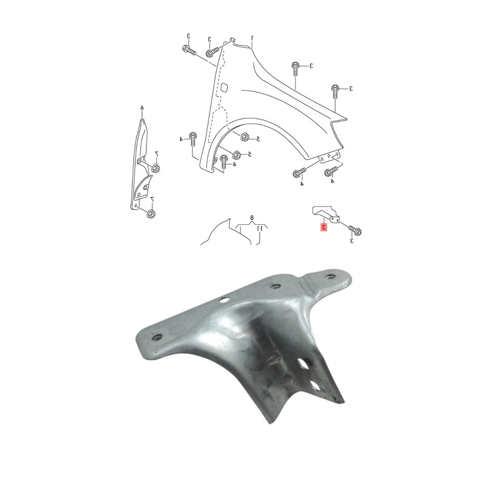 Suport aripa fata SKODA FABIA (5J), 03.2007-2015; ROOMSTER/PRAKTIK (5J), 07.2006-2015, partea dreapta, original, exterior,