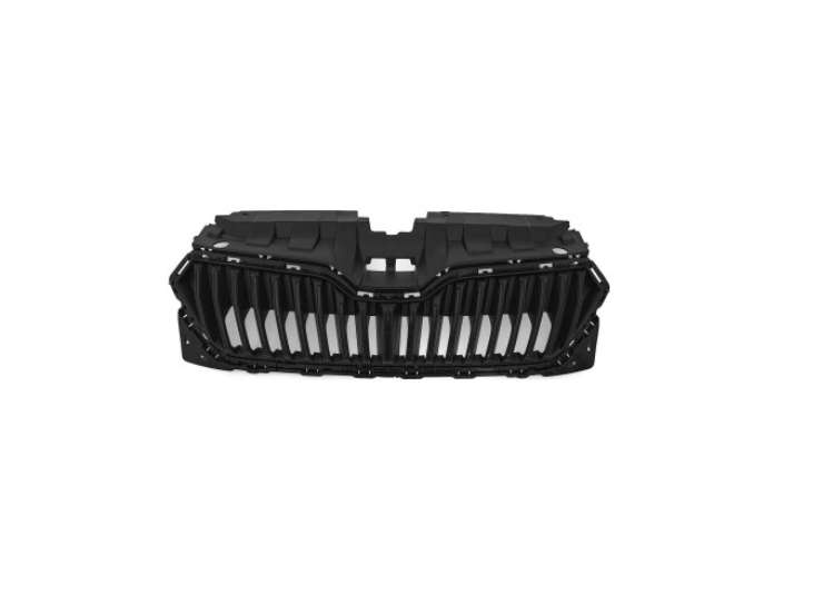 Grila masca fata SKODA FABIA, 07.2018-, cu rame cromate; negru; complet,