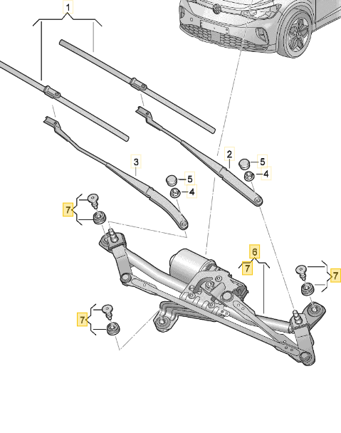 Mecanism stergator parbriz fara motor AUDI Q4 E-TRON, 03.2021-; SKODA ENYAQ, 02.2021-, VW ID.4, 12.2020-