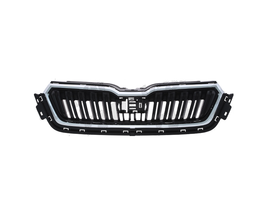 Grila masca fata SKODA KAMIQ, 06.2019-, cu rame cromate; negru; complet,