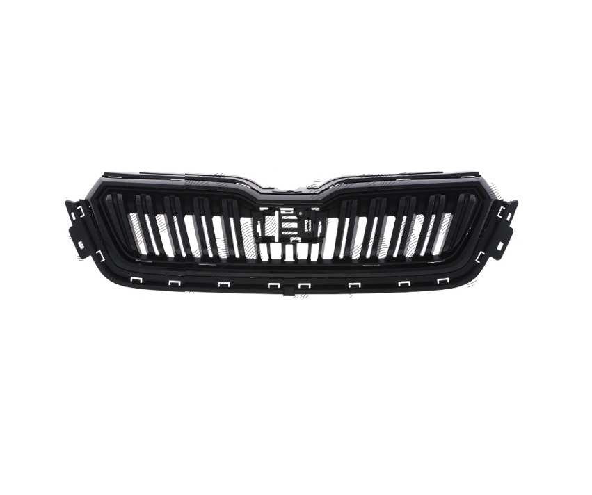 Grila masca fata SKODA KAMIQ, 06.2019-, cu rame negru lucios; negru; complet,