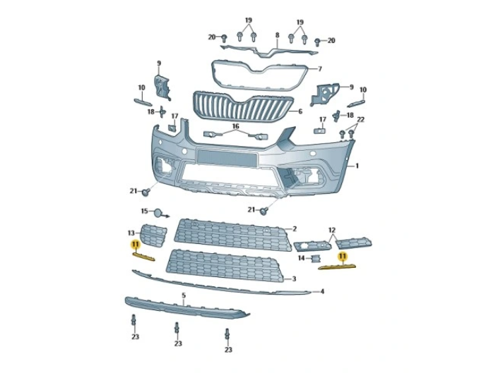 Bandou bara fata SKODA YETI (5L), 09.2013-, partea dreapta, usa fata,