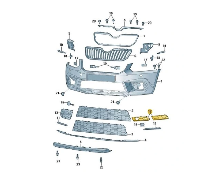 Grila bara fata SKODA YETI (5L), 09.2013-, partea stanga,
