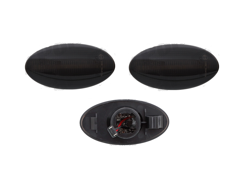 Set lampa semnalizare laterala FIAT SEDICI (FY/GY), 2006-; SUZUKI GRAND VITARA (JT), 2005-2018; JIMNY (FJ), 1998-2012; SPLASH (EX), 2008-2012; SWIFT (SG), 2005-2010; SX4 (EY/GY), 2006-2013; SX4 S-CROSS, 2013-2016, LED; carcasa neagra, fumuriu; TUNING,