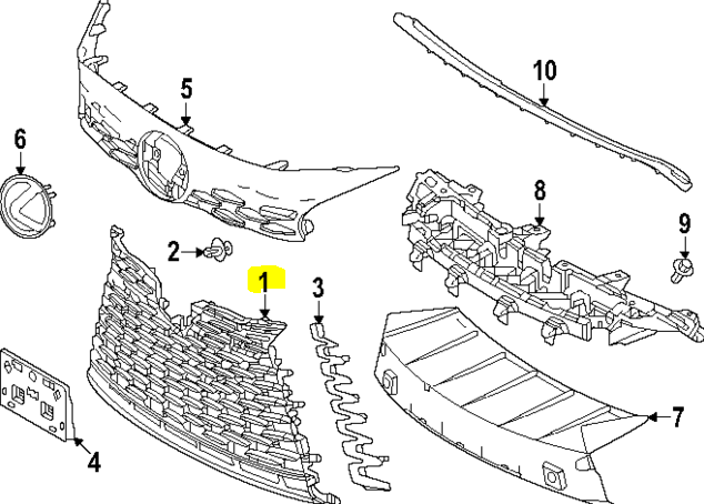 Grila masca fata LEXUS RX (LA/LH10), 10.2022- fara F-Sport, cu 2 gauri senzori parcare; fara gaura camera, vopsit; gri/silver; fara F-Sport,