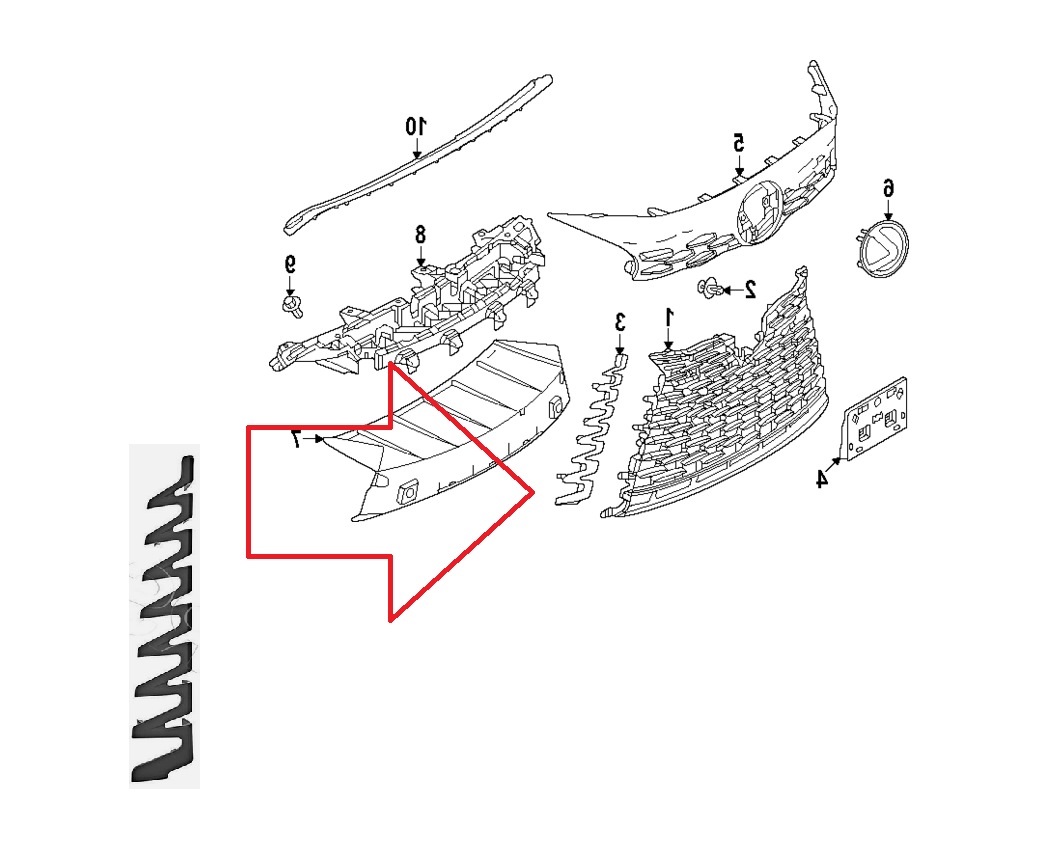 Ornament grila fata LEXUS RX (LA/LH10), 10.2022- fara F-Sport, partea dreapta, grunduit,