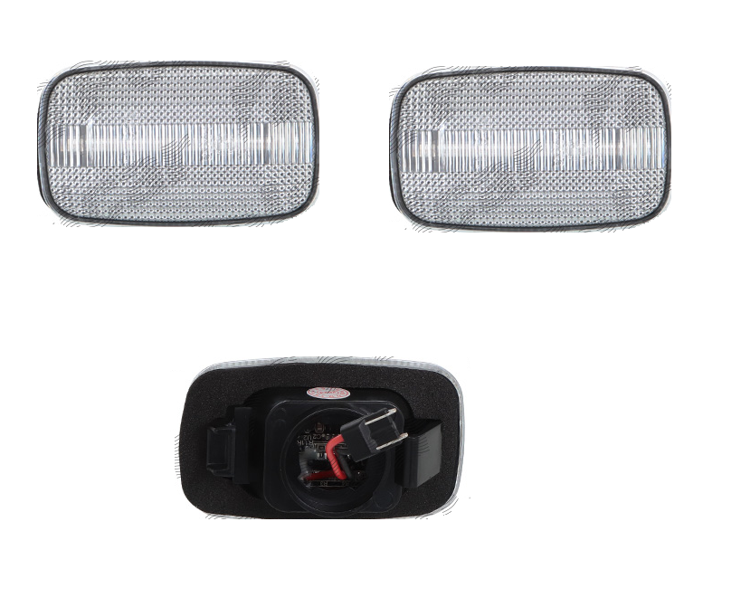Set lampa semnalizare laterala TOYOTA CAMRY (SXV10/VCV10), 1992-1996; HILUX/4-RUNNER (N50), 08.1988-1995/HILUX (N60), 11.1995-; LAND CRUISER (FJ80/FJ82), 01.1989-05.1996; LAND CRUISER (FJ100), 01.1998-11.2007, dynamic indicator; LED; transparent; TUNING,