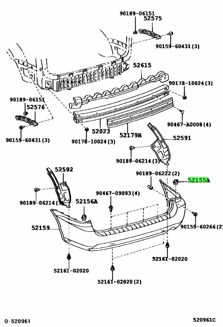 Suport bara spate TOYOTA SIENNA, 01.2003-01.2010, partea stanga,