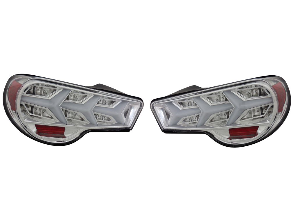 Set stopuri, lampa spate SUBARU BRZ, 06.2012-12.2020; TOYOTA GT-86, 06.2012-06.2021, partea stanga, dynamic indicator; LED; crom, transparent; TUNING,
